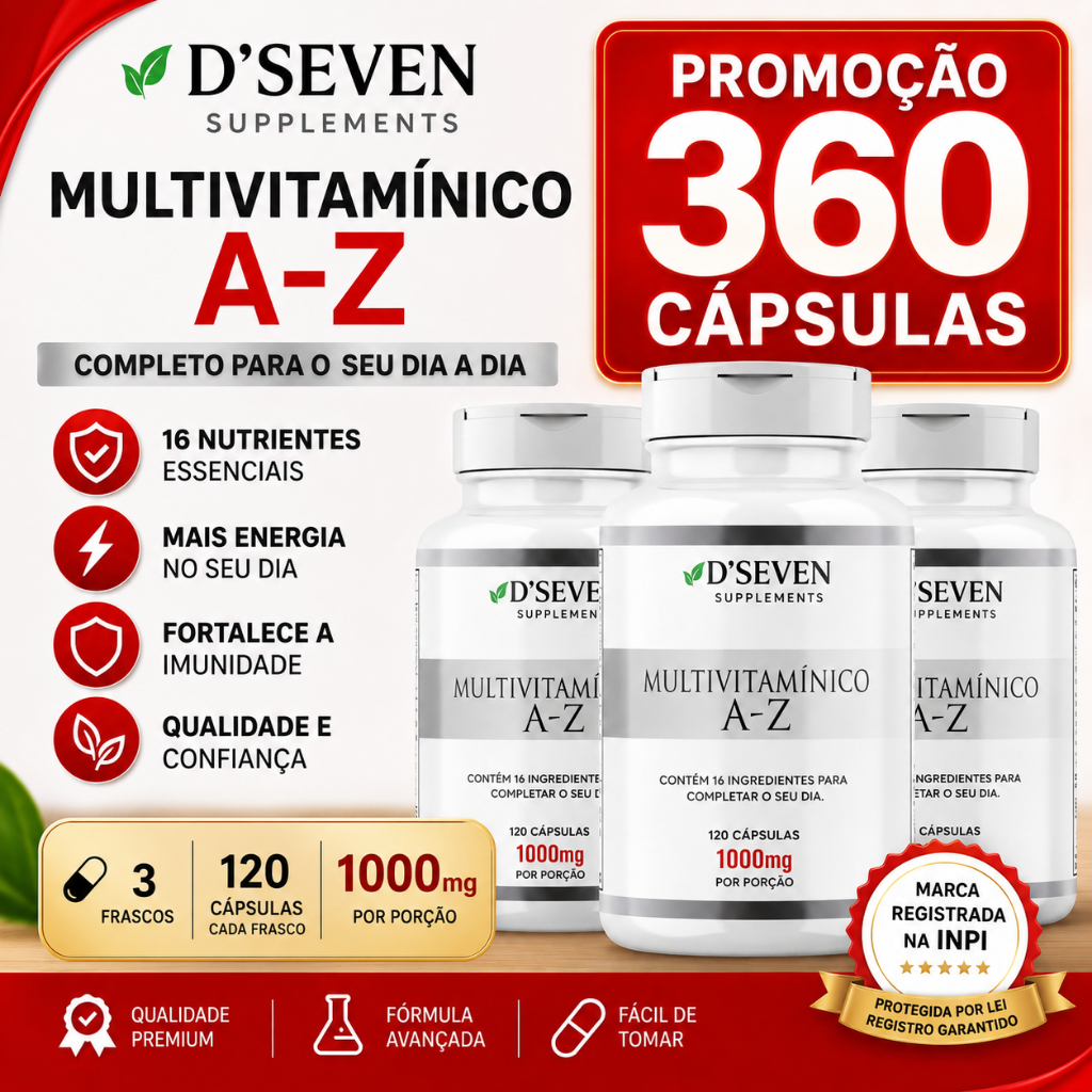 MULTIVITAMÍNICO A-Z EM CAPSULAS, POLIVITAMINICO, VITAMINA COMPLETA, VITAMINA PARA TUDO- ENERGIA