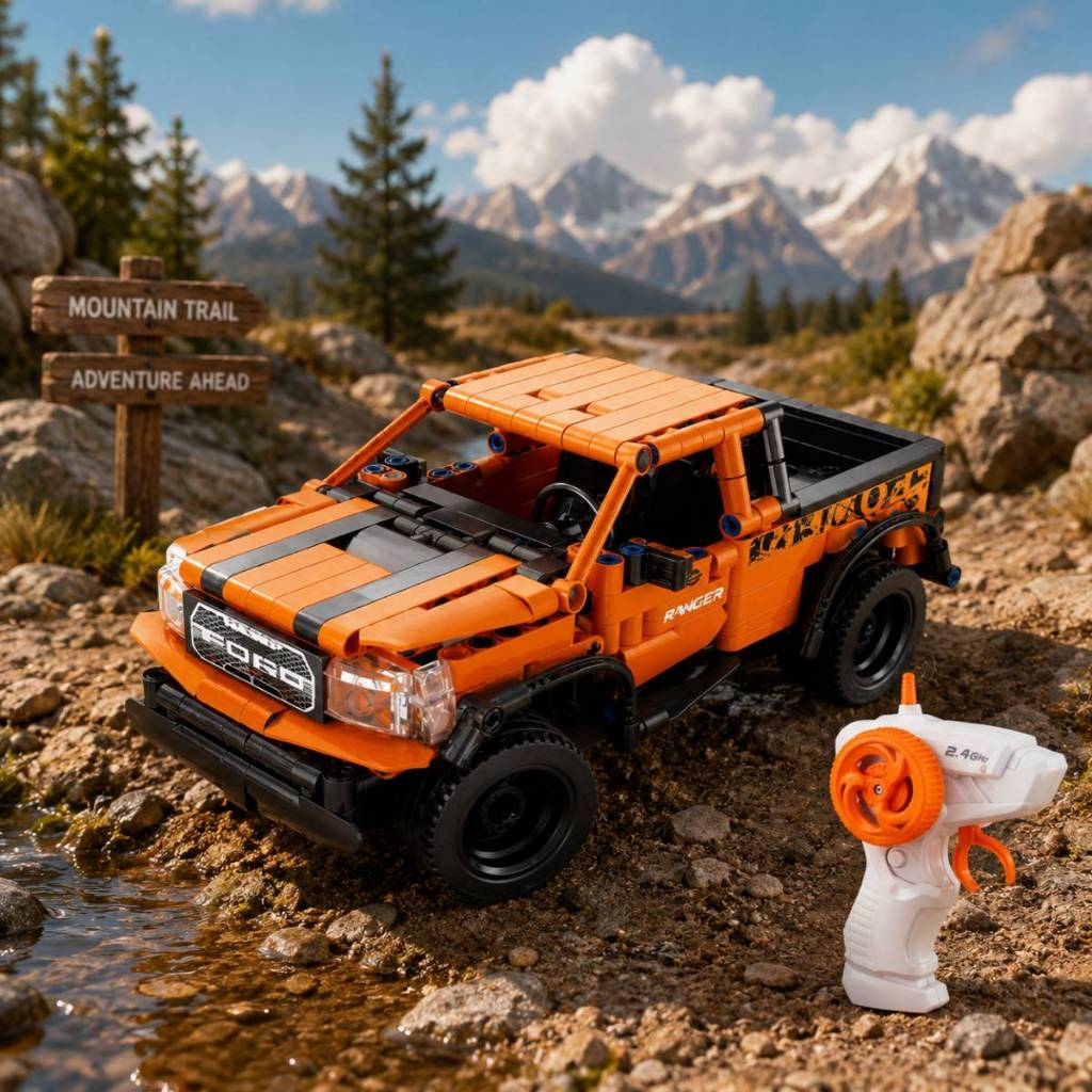 Brinquedo Blocos de Montar Carrinho Ranger Controle Remoto 1:16 2.4GHz Bateria Recarregável