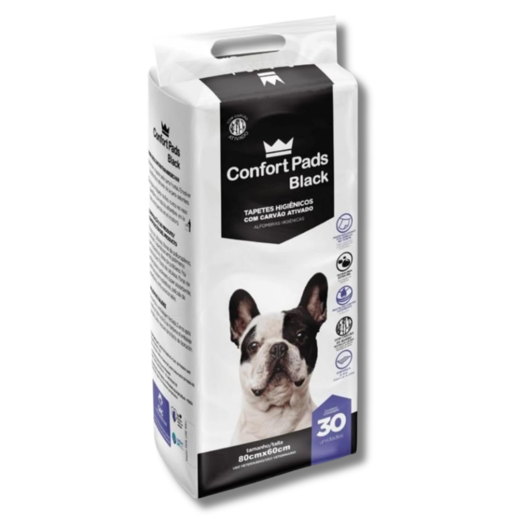 Tapete Higiênico Antivazamento Confort Pads Black Carvão Ativado 80x60 30un