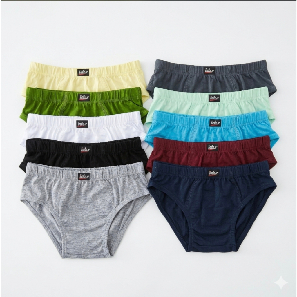 Kit 10 Cuecas Infantil Menino 100% Algodão Lisa | Confortável | P M G | Cores Sortidas