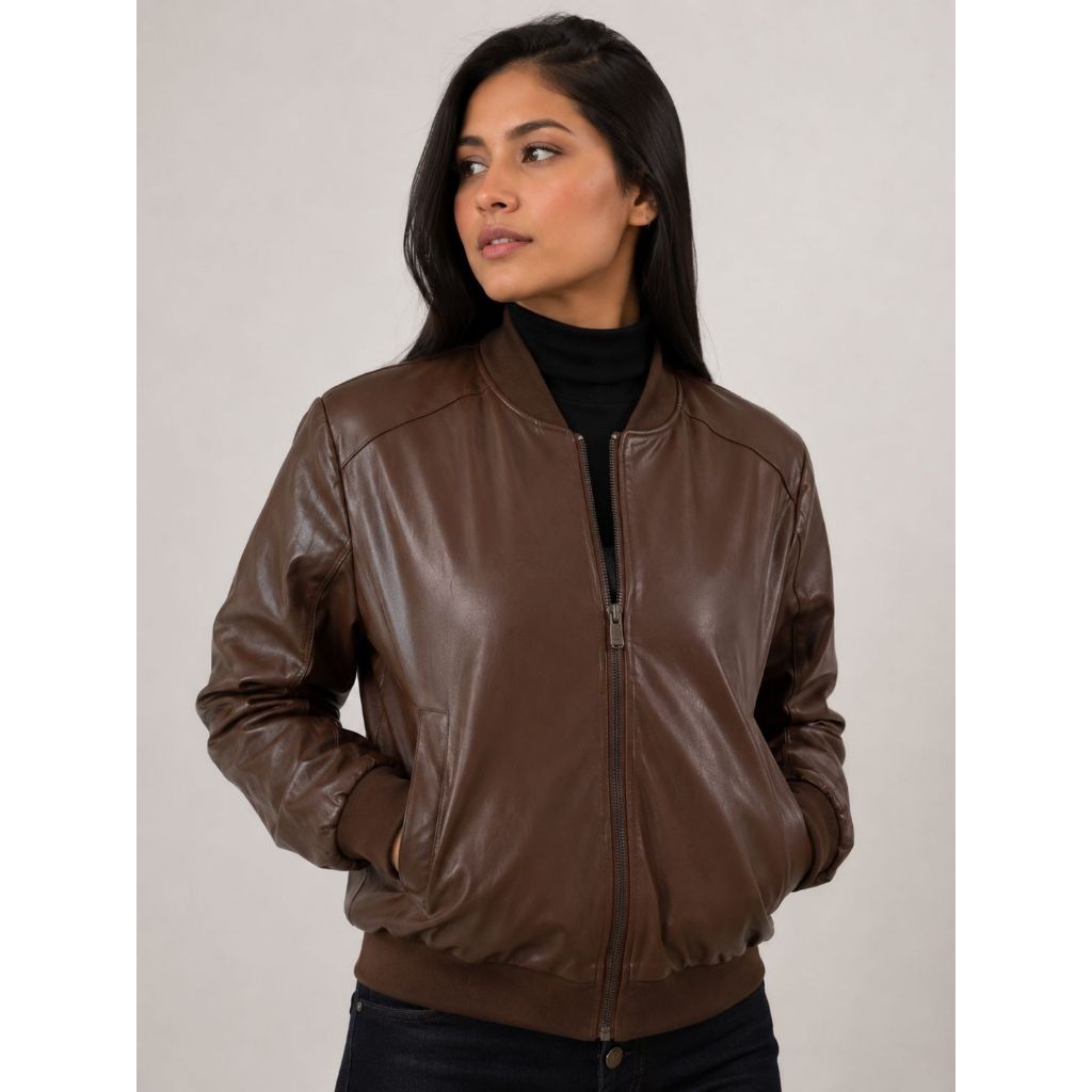 Jaqueta Bomber Feminina Forrada com Pelúcia PU Premium Inverno Alaska Luxo Puffer Casaco Despojado Manga Longa Frio