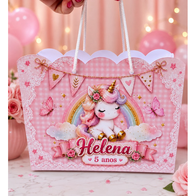 Sacolinha Personalizada Unicórnio | Lembrancinha Festa Infantil
