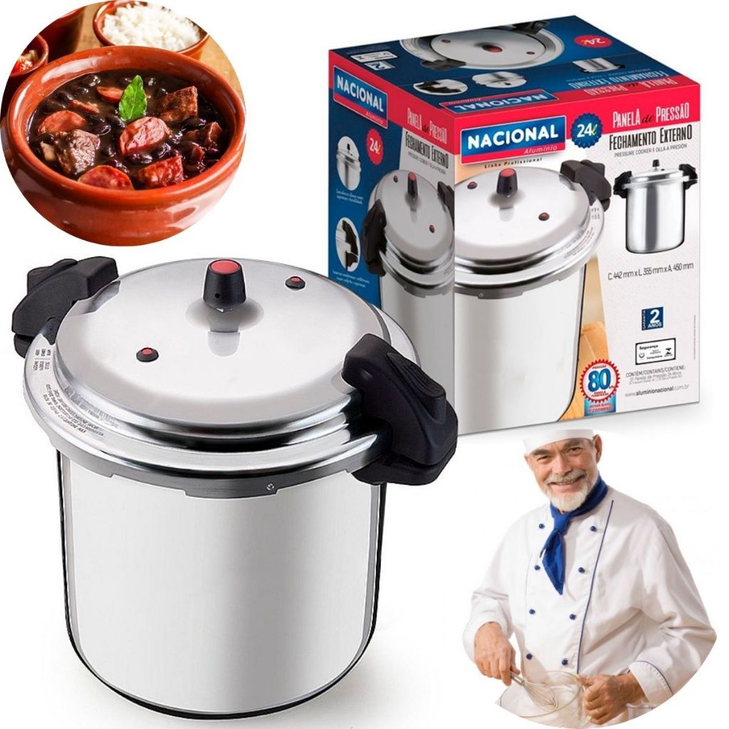 Panela De Pressão 7L, 10L, 20L, 24L Profissional Fechamento Externo Grande Industrial Feijoada