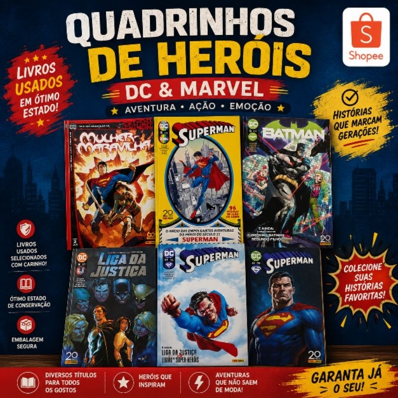 HQ'S DC e Marvel Super Heróis | Revistinhas | Super Man | Batman | Mulher Maravilha | Liga Da Justiça | Lanterna Verde