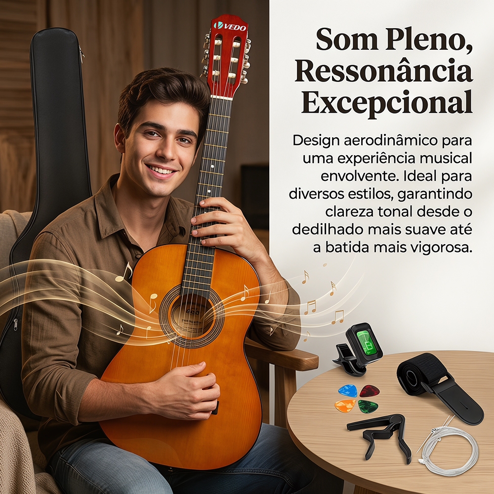 Guitarra acústica VEDO de 36 polegadas, ideal para iniciantes, crianças e adolescentes; kit Acustica de guitarra acústic · foto 2