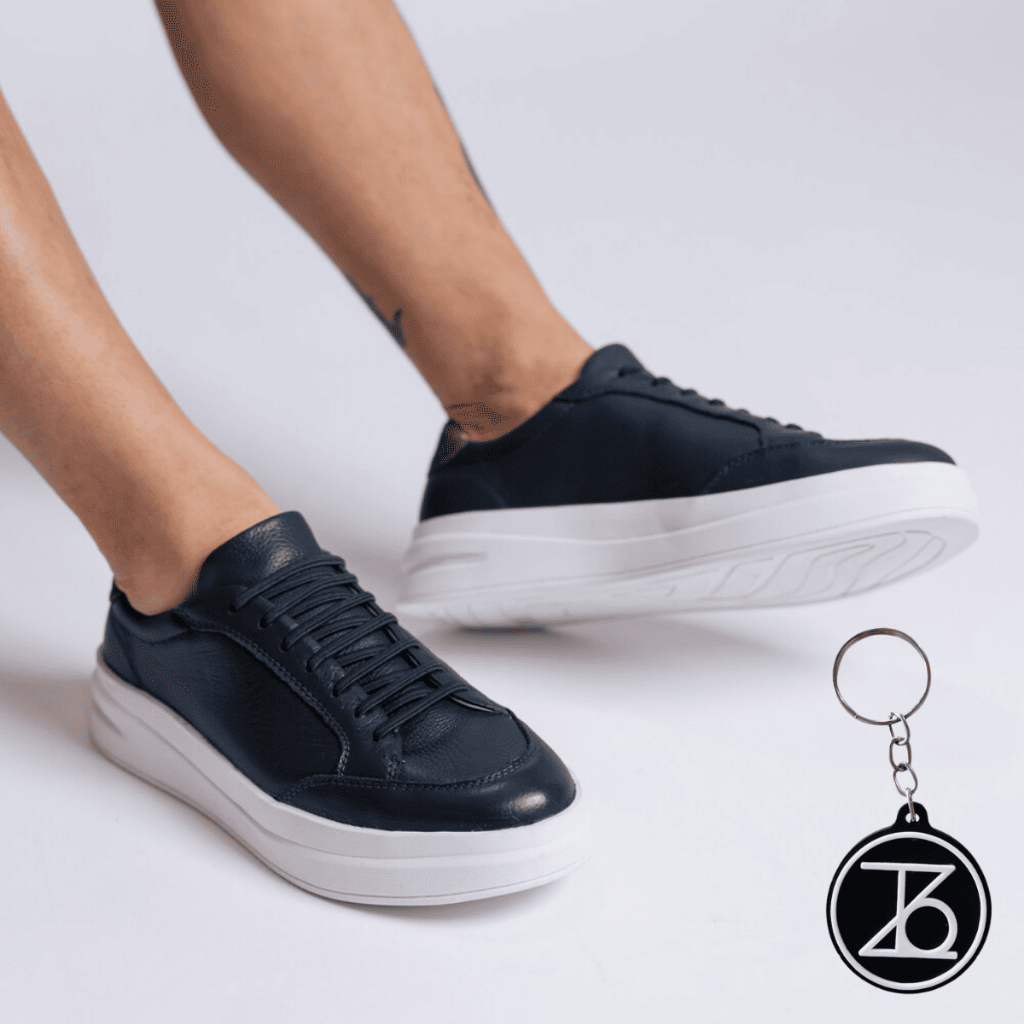 Tênis Sapatênis Casual Masculino Matteo Thezb Couro Legítimo Conforto Leve + Brinde Chaveiro Thézb Dia dos Pais