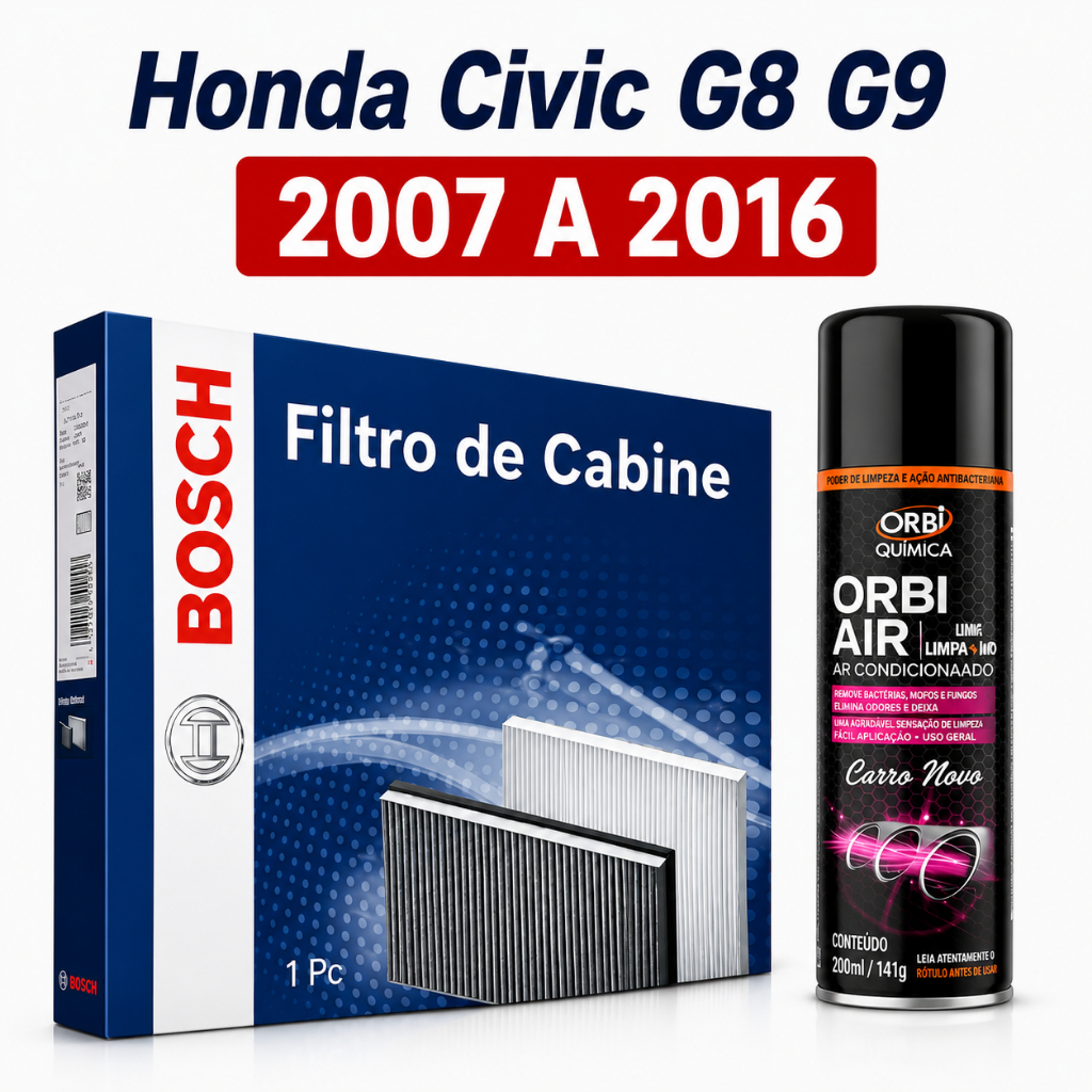 Filtro De Ar Condicionado Honda Civic G8 G9 2007 A 2016 + Higienizador