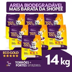 Kit 7 Areia Biodegradável Milho e Mandioca para Gatos Cat Bio Eco Gold Grãos Grossos MyPetOne - 14Kg