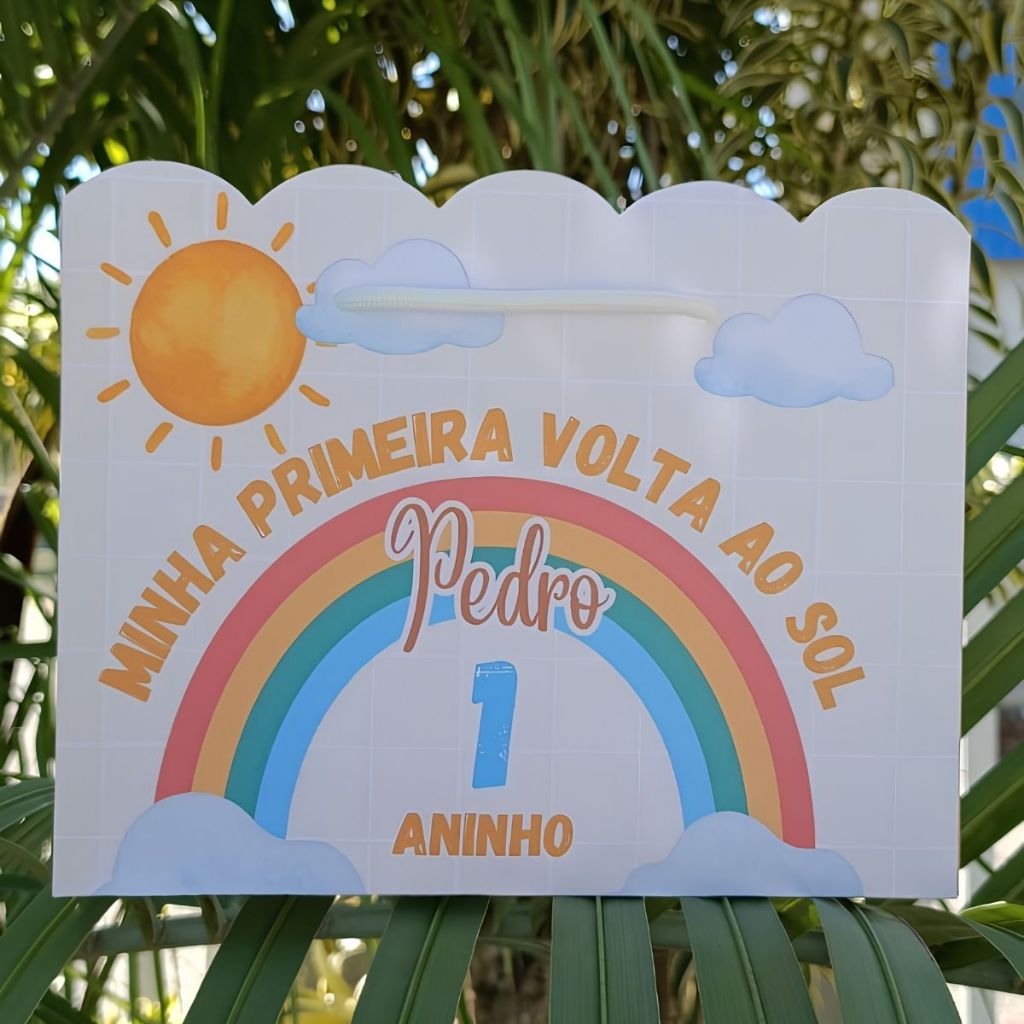 sacolinha personalizada minha primeira volta ao sol (pegue e monte) aniversario,lembrancinha,festa
