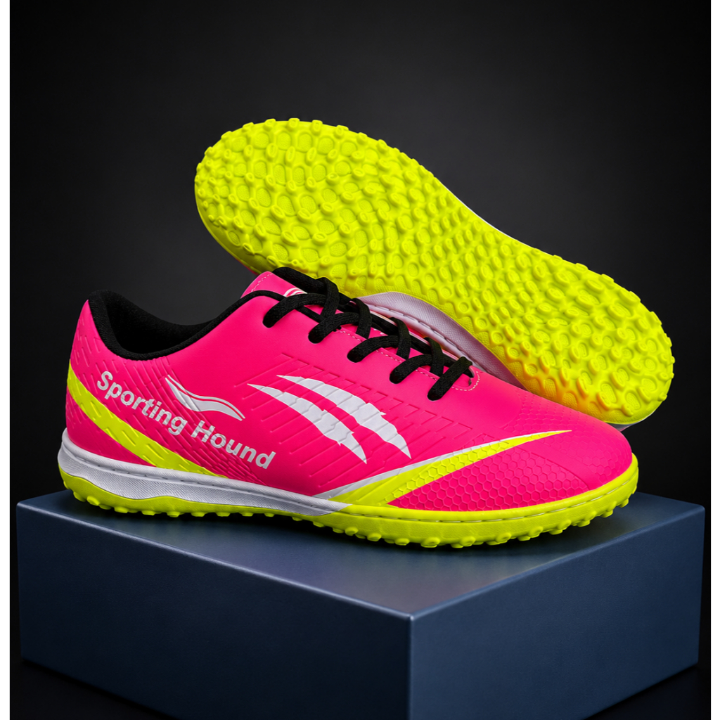 Chuteira Society Rosa Original Masculina e Feminina Futebol 7 Suíço Grama Sintética Leve Confortável  Sporting Hound