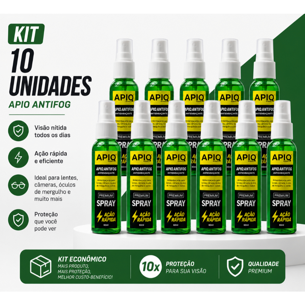 Kit 10 Anti Embaçante Antifog 60ml Óculos Natação Mergulho Mascaras