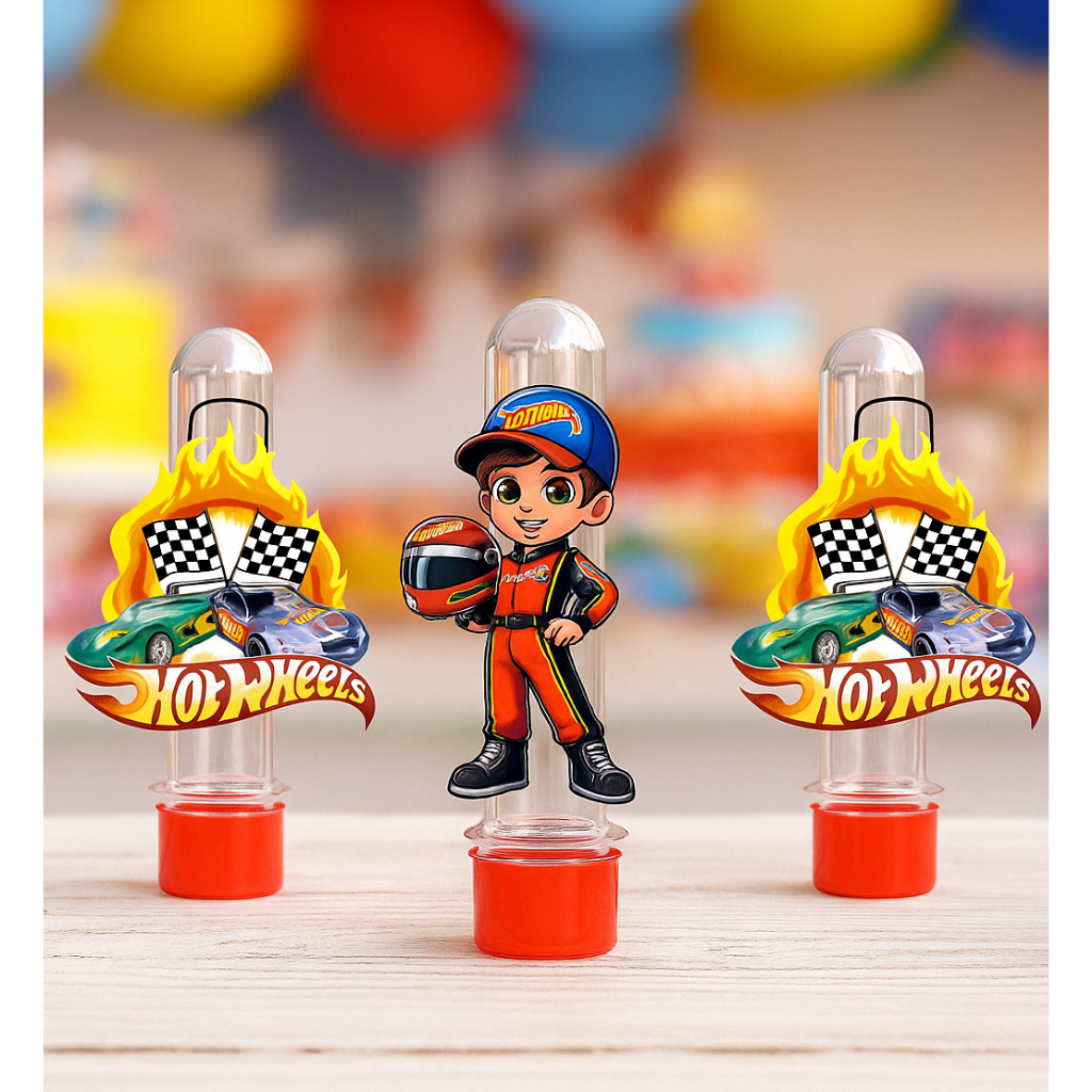 ENVIO RÁPIDO Apliques Tubetes Hotwheels - Carros - FESTA INFANTIL - LEMBRANCINHAS PERSONALIZADAS