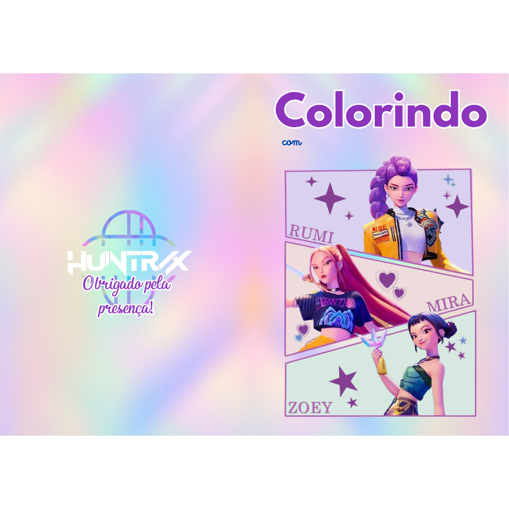 Livrinho de colorir personalizado Guerreiras do K-pop – Lembrancinhas – Aniversários – Infantil - Diversão