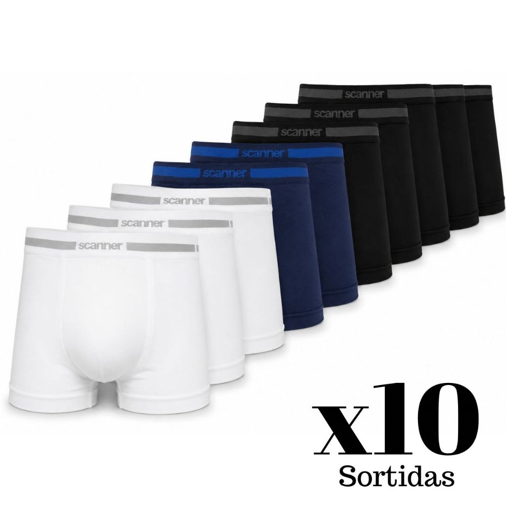 Kit 10 Cuecas Boxer Masculina Adulto Sem Costura Microfibra Confortável Macia Respiravel, Não Aperta, Premium