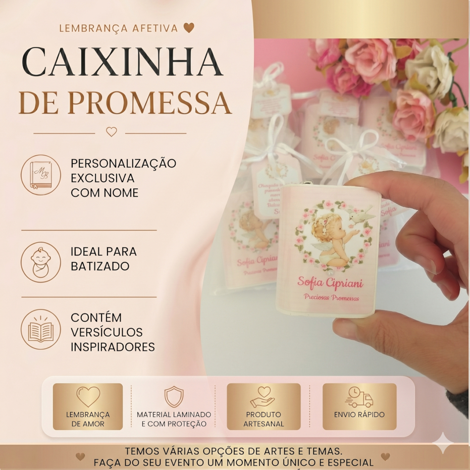 CAIXINHA DE PROMESSAS CHAVEIRO | Lembrancinha Maternidade, Batizado ou Casamento | Todos Temas