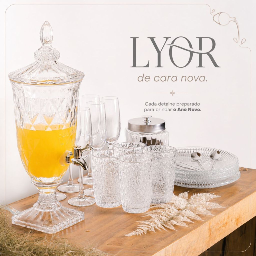 Suqueira Jarra De Vidro Cristal Resistente Decoração Com Torneira Diamond 2L Litros Lyor