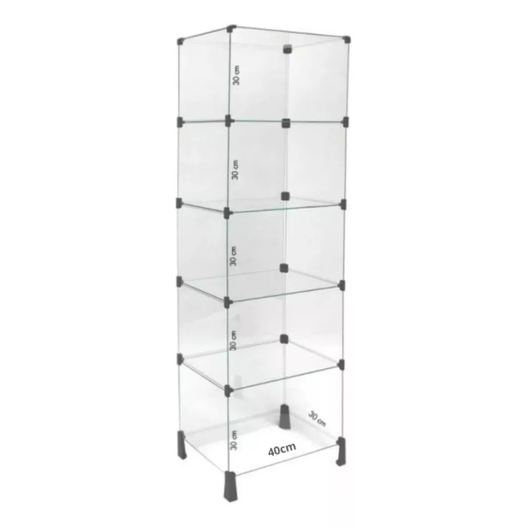 Estante Modulado Vitrine 5 Nichos Vidro 30x40 Torre