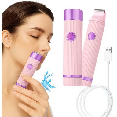 Depilador elétrico com navalha dupla cuidado e delicadeza  com sua pele, Recarregável com Tecnologia avançada  Indolor