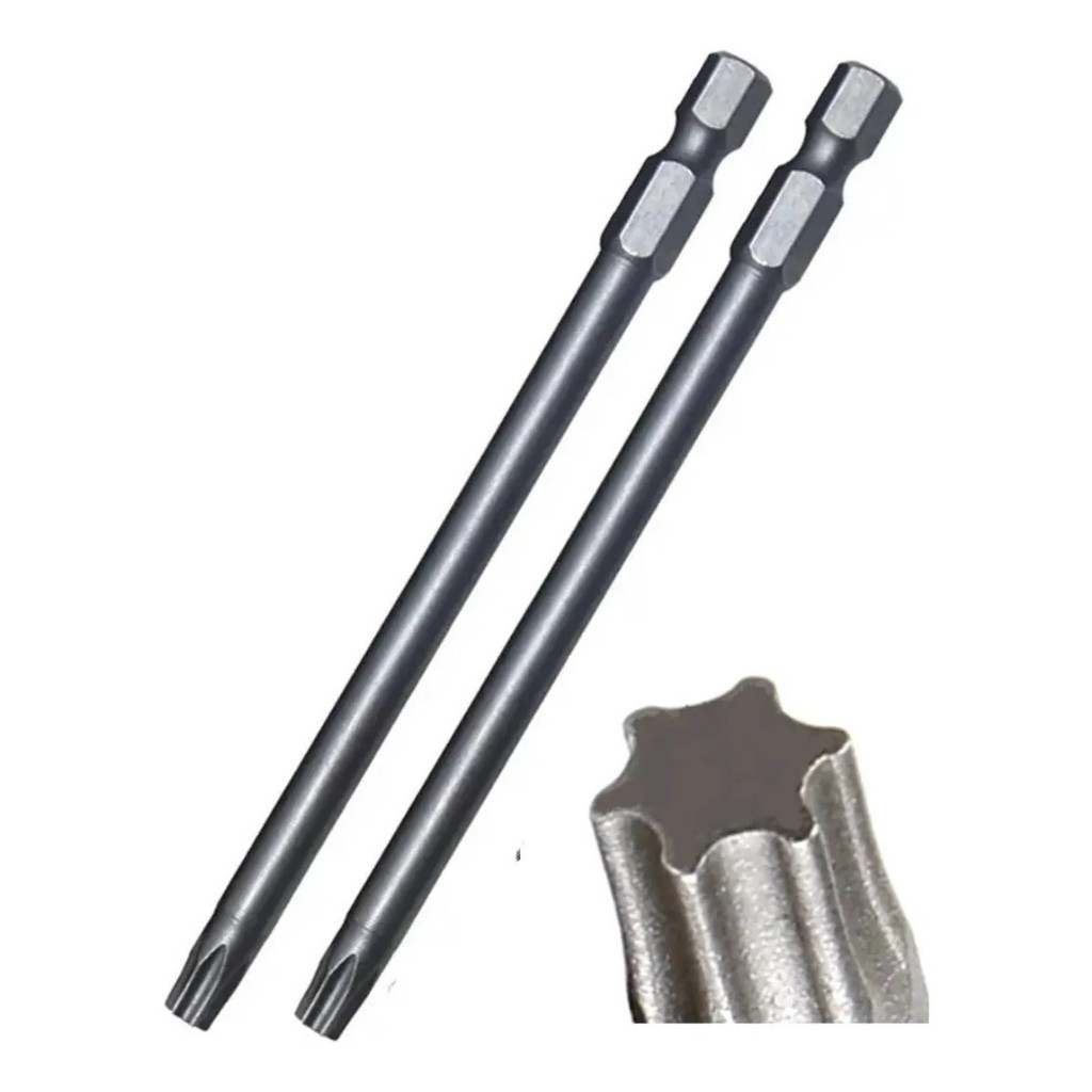 2 Pontas Bits Torx Longo T25 E T27 100 Mm Para Parafusadeira