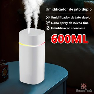 Umidificador De Ar Grande Aromatizador De Ambiente USB LED Purificador Difusor De Aroma Ultrassônico Bico Duplo