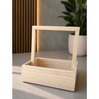 Cesta Piquenique de madeira pinus decoração , multiuso, artesanal