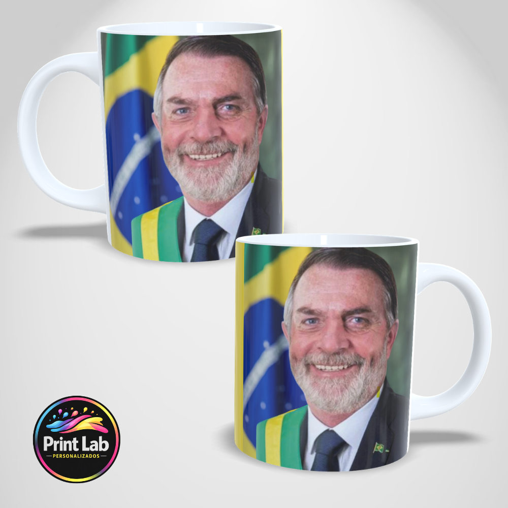 Caneca Meme Bolsolula Rosto Lula Bolsonaro - Xícara Personalizada porcelana 325ML