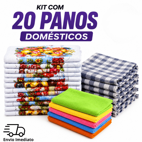 Kit 20 Panos Domésticos De Prato De Chão E Microfibra Qualidade E Economia