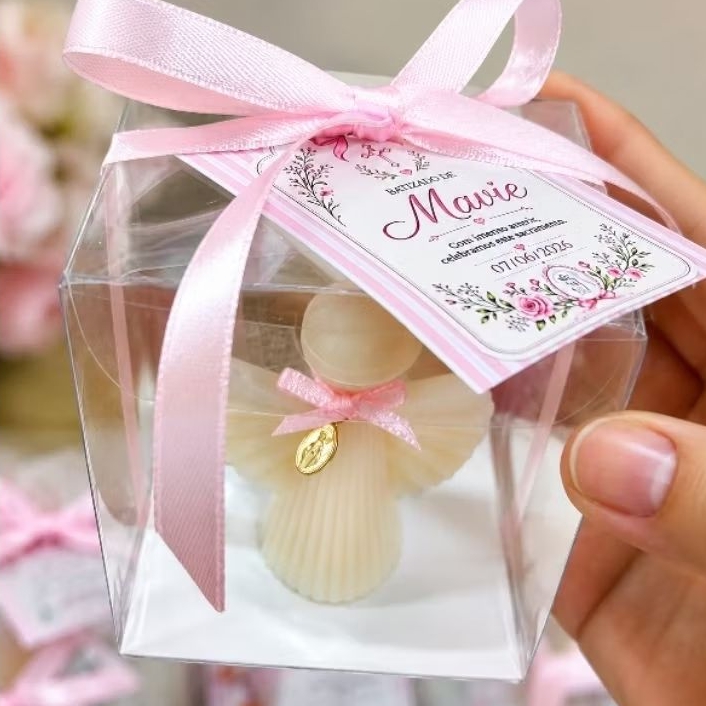 kit vela de Anjo na caixinha personalizada ideal para lembrancinhas de batizado primeira comunhão aniversário bem vindo