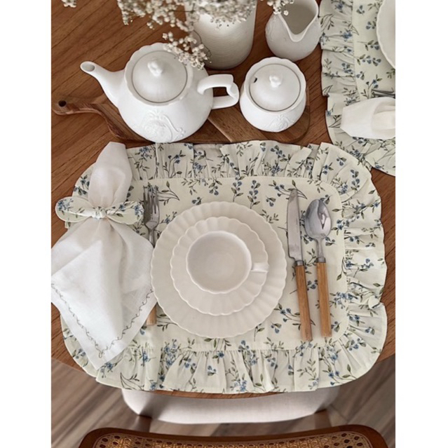 🛍️ Kit Jogo americano flores off babadinho, Coleção Farmhouse ( 2 Lugares a mesa )