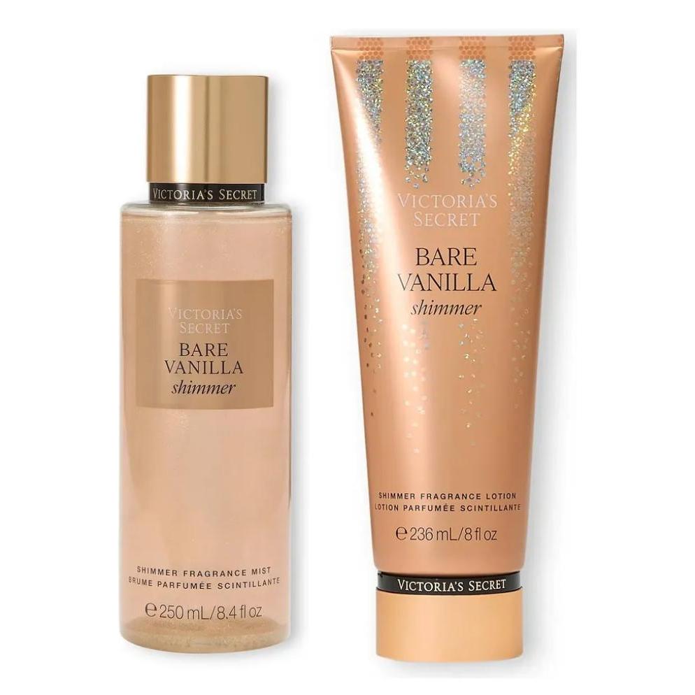 Kit Bare Vanilla Shimmer Victoria's Secret Body Splash + Body Lotion Original