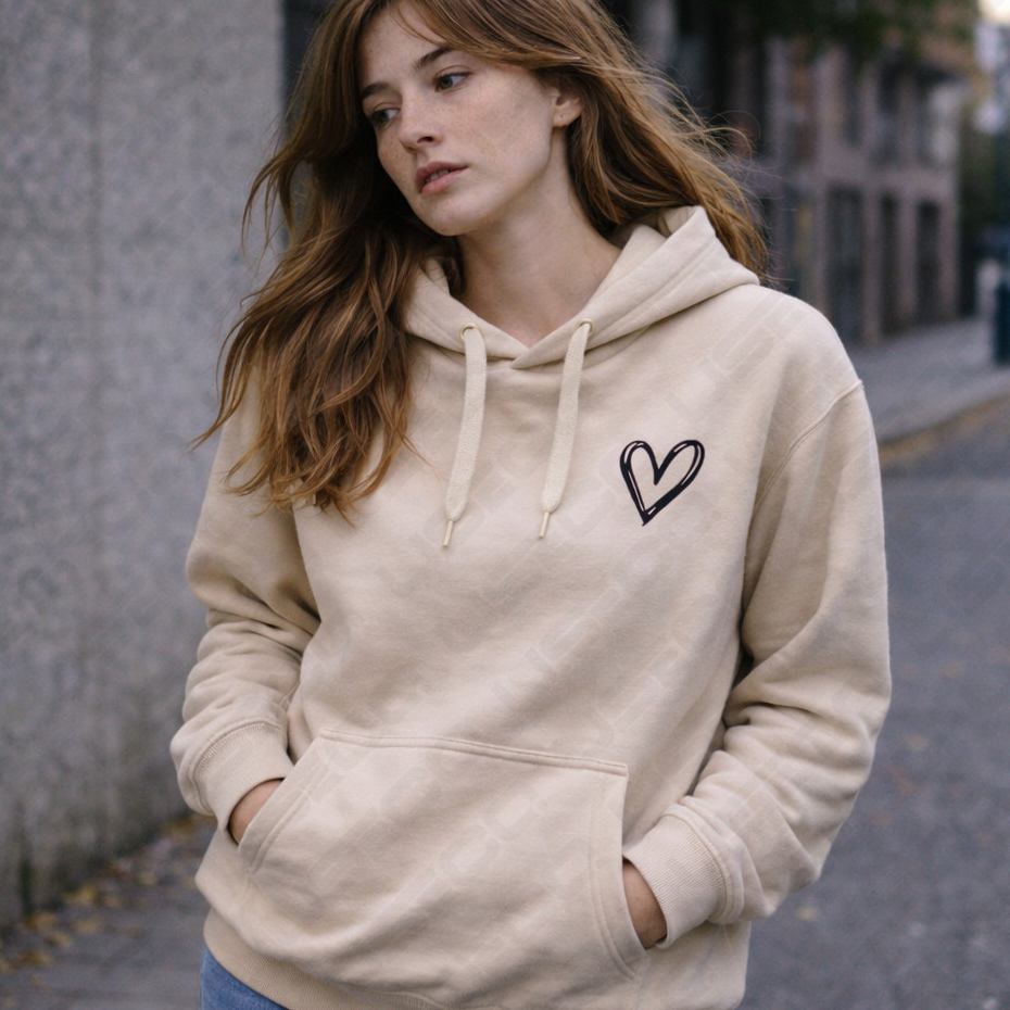Moletom Canguru Unissex Estilo Brooklyn Capuz Flanelado Estampado Inverno Com Bolso Coração