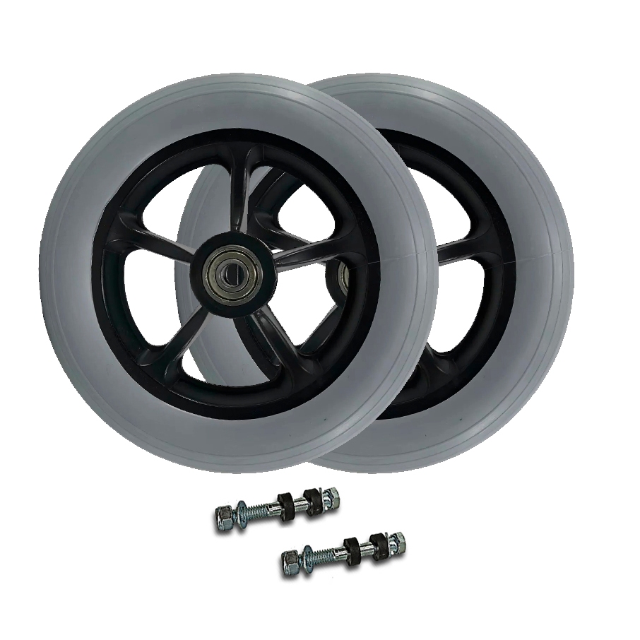 Rodinha Dianteira Aro 6 para Cadeira de Rodas - kit de 2 Unidades com Rolamentos e Eixos Completos