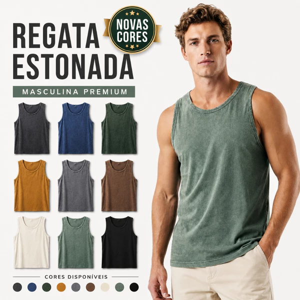 Regata Masculina Estonada | Lisa | 100% Algodão | Stonewear