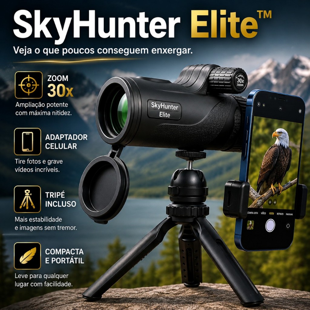 Luneta Telescópica Monocular 10x30x Com Tripé Adaptador Celular Zoom 30x