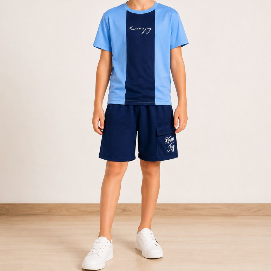 Conjunto 2 Peças Infantil Masculino - Blusa+Bermuda Casual Verão - Roupa Para Menino