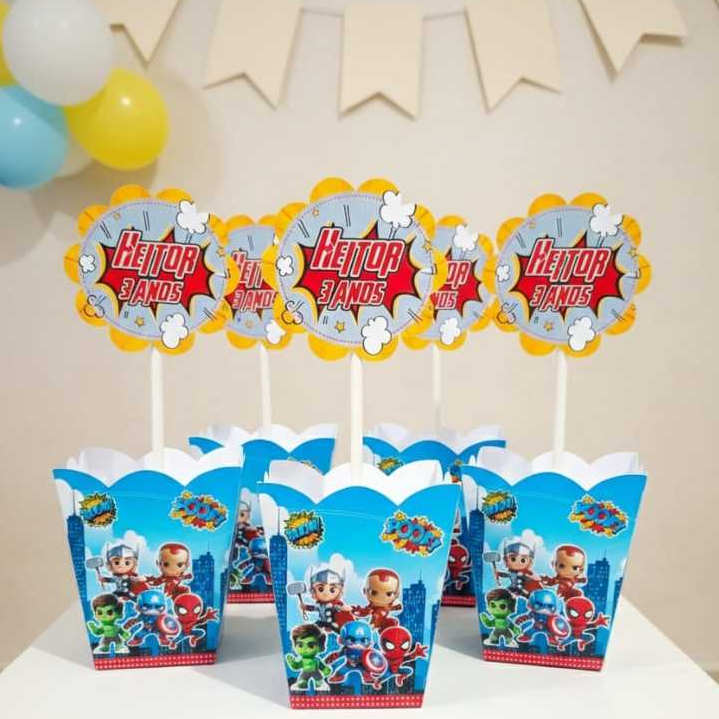 Centro de mesa cachepô personalizado| Vingadores baby cut | decoração festa mesa de convidados| lembrancinhas