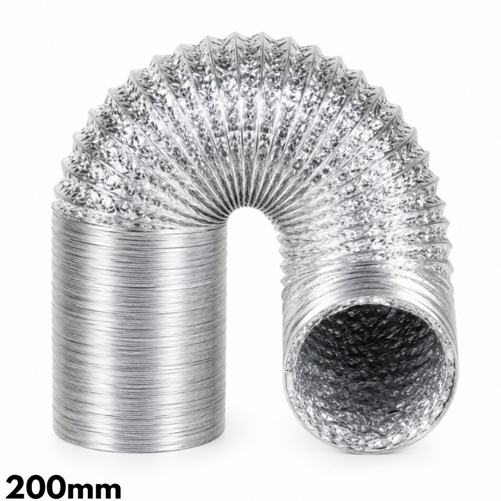 Duto Flexível 200mm 1 Metro Alumínio Tubo Exaustor Para Ventilação Saída De Ar