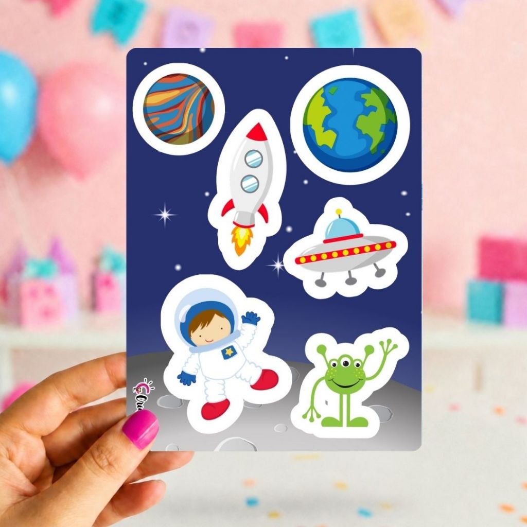 Cartela de Adesivos Astronauta Personalizado/ Lembrancinha para Festas/ Aniversário