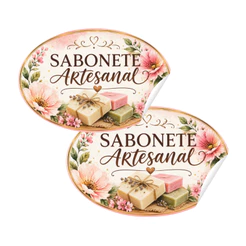 50 Adesivos Oval Para Sabonete Artesanal 3,5x5cm