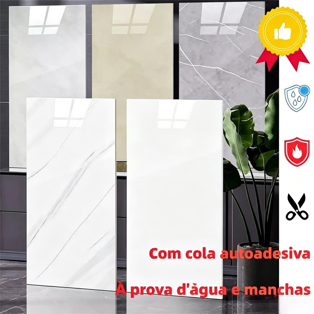 Placa Adesiva Mármore 30x60cm Impermeável Para Cozinha Banheiro Sala Renovação Fácil