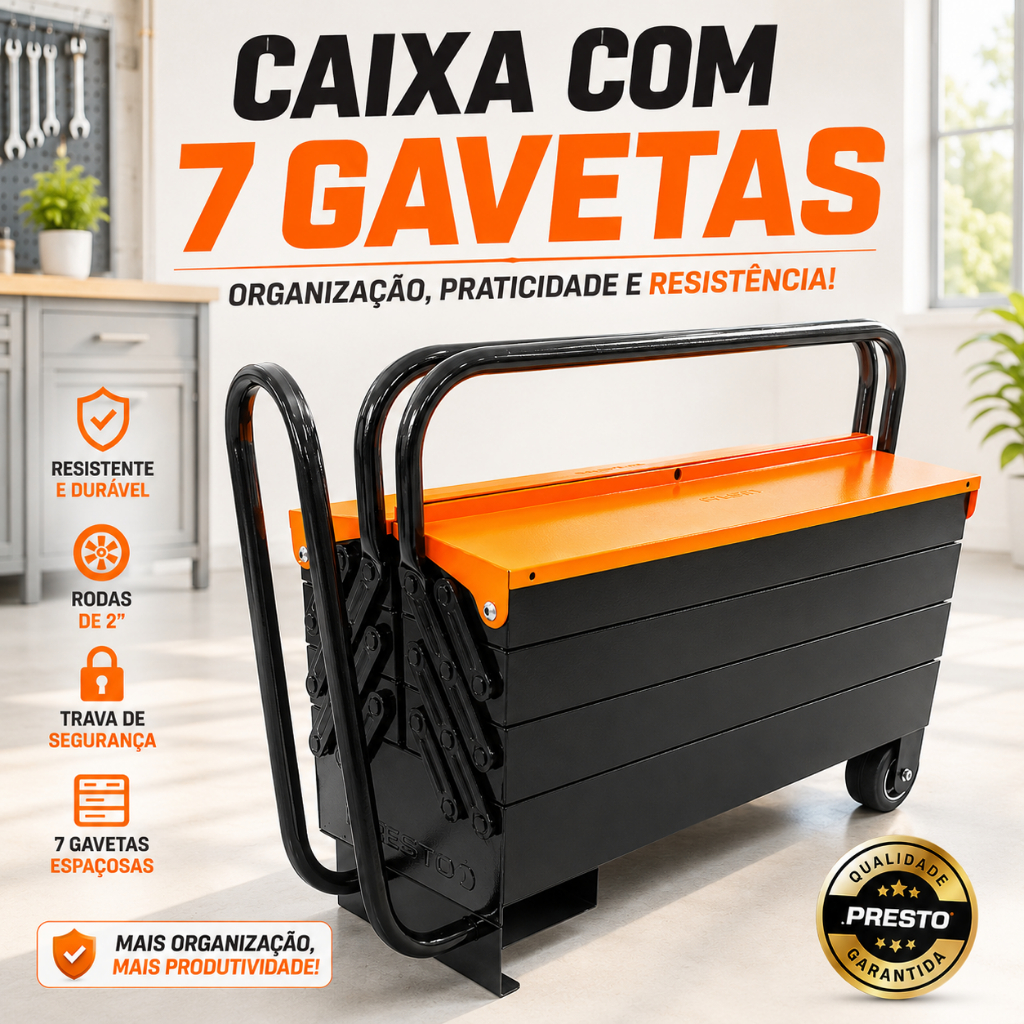 Caixa de Ferramentas Profissional Caixa Ferramenta C/ Rodinha 7 Gavetas Caixa Ferramenta Grande