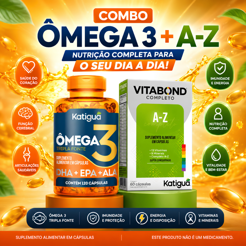 Kit Ômega 3 + Vitamina A a Z Imunidade e enregia e Saude do coração