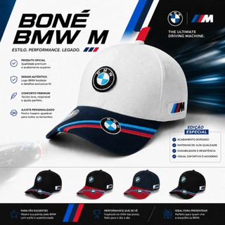 Boné BMW Esporte Aba Curva Ajustável Bordado Masculino Feminino Esportivo