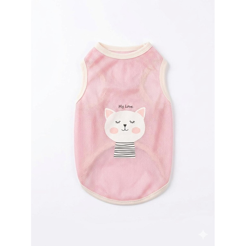 Camiseta para Cachorro Rosa Estampa Gatinho Tamanho S – Roupa Pet Leve, Fofa e Confortável