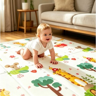 2X1.8M Tapete infantil dupla face dobrável impermeável antiderrapante e anti-impacto