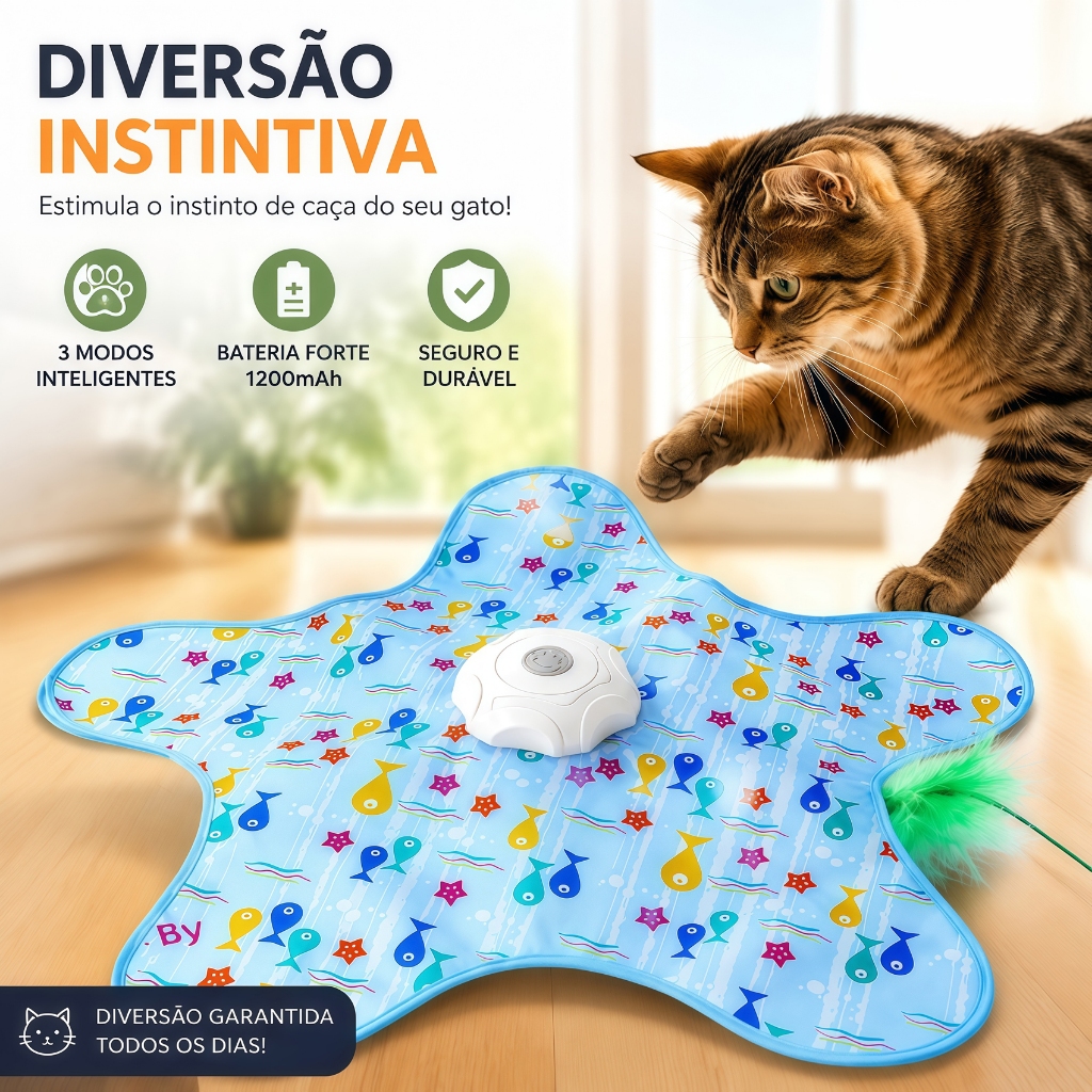 Brinquedo Interativo para Gatos Esconde Pena Rato Automático
