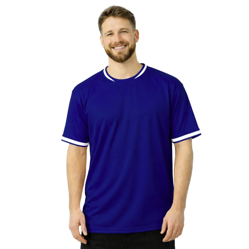 Camiseta Dry Fit Azul e Amarelo Lisa Básica para Esporte e Lazer Feminino e Masculino Modelagem Nova