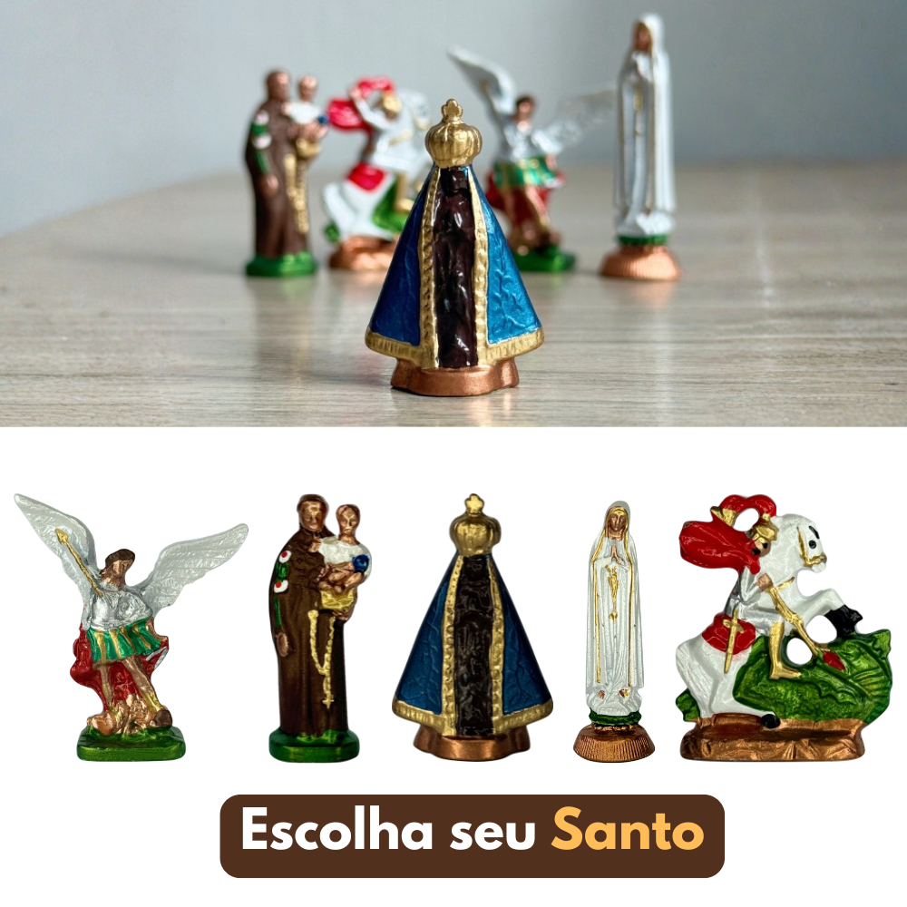 Mini Imagem Metal 7cm Aparecida Fátima São Miguel Lembrancinha Oratório Altar Decoração Quarto