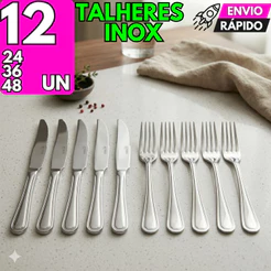 Jogo Talheres 12/48/36/24 Aço Inox Elegante Faca Garfo Casa Buffet Restaurante Churrascaria Cozinha