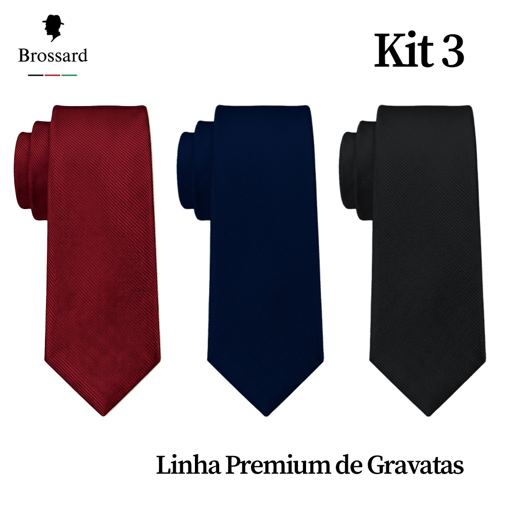 Kit 3 Gravata Social Masculina Premium Listras Diagonais Várias Cores Para Trabalho Presentes Festas
